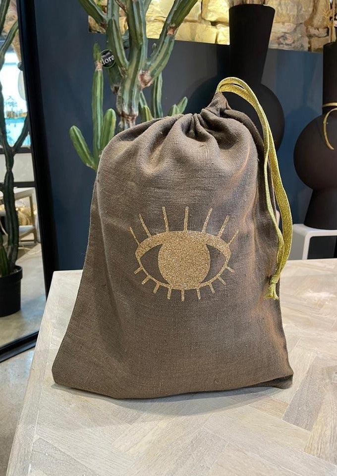 Pochette De Voyage « Oeil » En Lin Grand Modèle