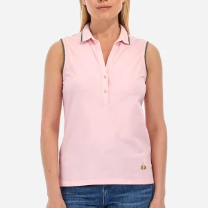 Ärmelloses Poloshirt aus Stretch-Baumwolle Regular Fit – Yessenia