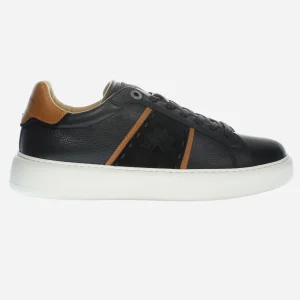 Handgefertigter Sneaker aus Leder und Spaltleder, Made in Italy