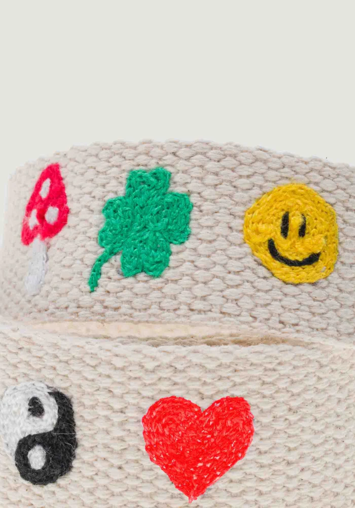 Anse De Sac Brodée Emojis Écru