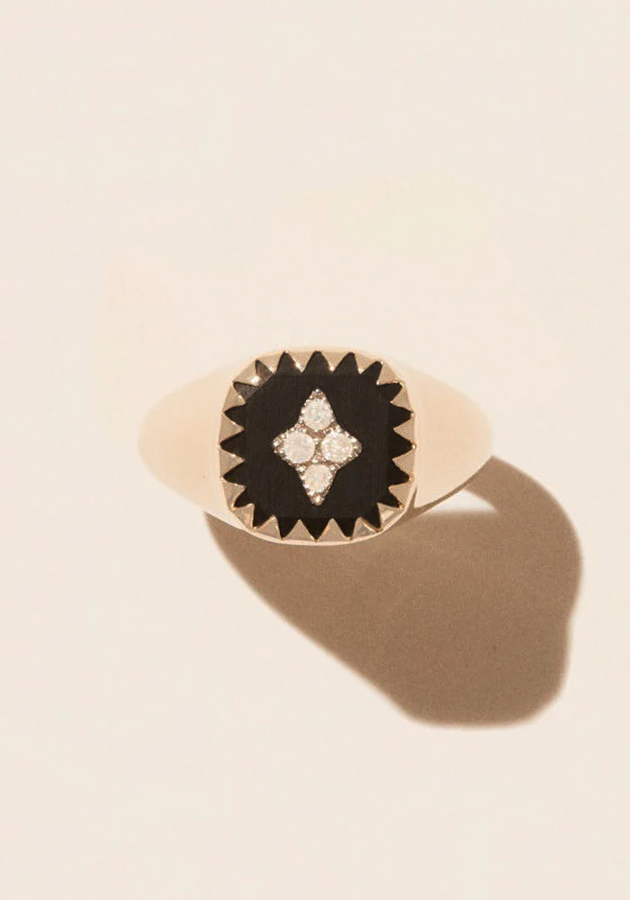 Bague Chevalière Pierrot Noire