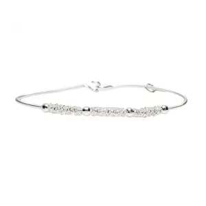 Bracelet Corde De Guitare Chaine Et Perles Diamantées Argent