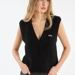 Knit V-neck Vest Black