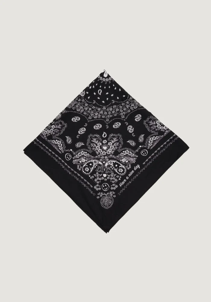 Bandana En Soie Noir Grand Modèle