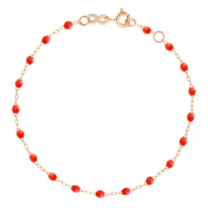 Bracelet De Cheville Classique Gigi Or Rose Et Résines Corail 24cm