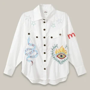 Chemise Denim Adelyn Emb Blanche
