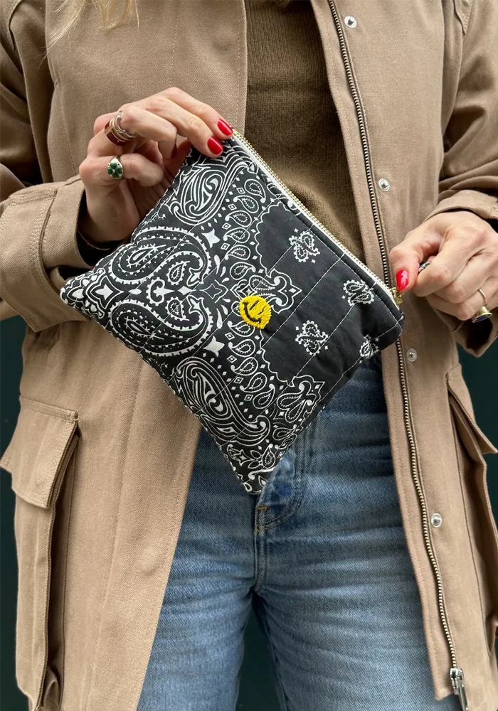 Mini Pochette Bandana Happy Face All Black